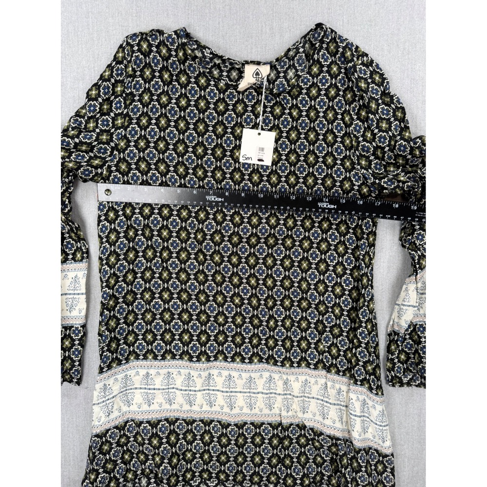 Spade & Heart‎ Black Print Tunic Bell Sleeve Boho Medallion Top Small NWT - Picture 5 of 9